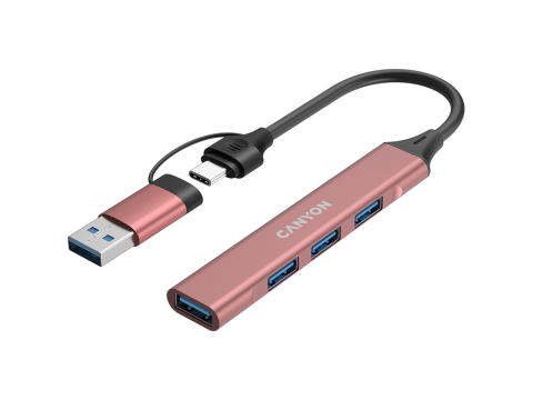 CANYON hub DS-02 4in1 USB-A/C Pink