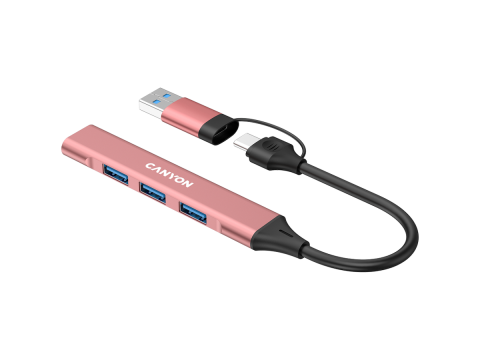 CANYON hub DS-02 4in1 USB-A/C Pink