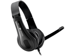 CANYON HSC-1, basic PC headset with microphone, combined 3.5mm plug, leather pads, Flat cable length 2.0m, 160*60*160mm, 0.13kg, Black