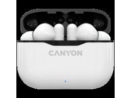 CANYON TWS-3, Bluetooth headset, with microphone, BT V5.0, Bluetrum AB5376A2, battery EarBud 40mAh*2+Charging Case 300mAh, cable length 0.3m, 62*22*46mm, 0.046kg, White