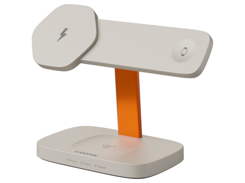 CANYON Wireless Charging Station Hexagon 310 3in1 LightGrey/Orange