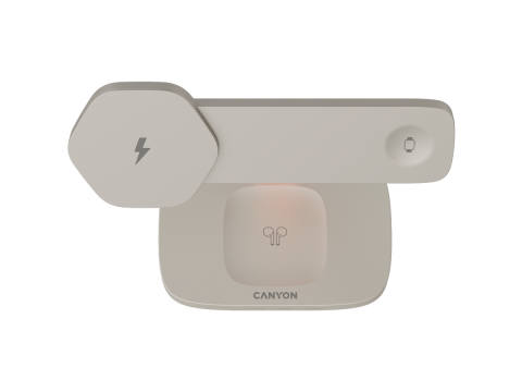 CANYON Wireless Charging Station Hexagon 310 3in1 LightGrey/Orange