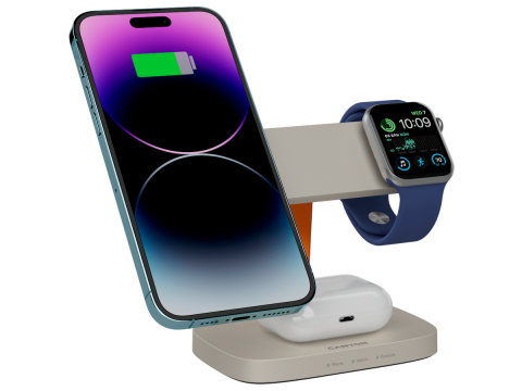 CANYON Wireless Charging Station Hexagon 310 3in1 LightGrey/Orange