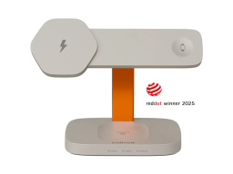 CANYON Wireless Charging Station Hexagon 310 3in1 LightGrey/Orange