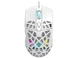 CANYON Puncher GM-20, High-end Gaming Mouse with 7 programmable buttons, Pixart 3360 optical sensor, 6 levels of DPI and up to 12000, 10 million times key life, 1.65m Ultraweave cable, Low friction with PTFE feet and colorful RGB lights, white, size: