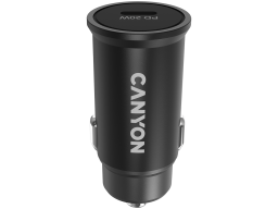 Canyon C-20, PD 20W Pocket size car charger, input: DC12V-24V, output: PD20W, support iPhone12 PD fast charging, Compliant with CE RoHs , Size: 50.6*23.4*23.4, 18g, Black