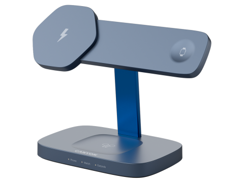 CANYON Wireless Charging Station Hexagon 310 3in1 DarkGrey/Blue