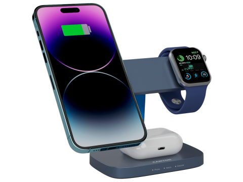 CANYON Wireless Charging Station Hexagon 310 3in1 DarkGrey/Blue