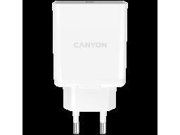 CANYON H-24, Wall charger with 1*USB, QC3.0 24W, Input: 100V-240V, Output: DC 5V/3A,9V/2.67A,12V/2A, Eu plug, Over-load,  over-heated, over-current and short circuit protection, CE, RoHS ,ERP. Size:89*46*26.5 mm,58g, White