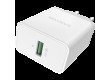 CANYON H-24, Wall charger with 1*USB, QC3.0 24W, Input: 100V-240V, Output: DC 5V/3A,9V/2.67A,12V/2A, Eu plug, Over-load,  over-heated, over-current and short circuit protection, CE, RoHS ,ERP. Size:89*46*26.5 mm,58g, White