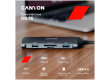 CANYON DS-15, 8 in 1 hub, with 1*HDMI,1*Gigabit Ethernet,1*USB C female:PD3.0 support max60W,1*USB C male :PD3.0 support max100W,2*USB3.1:support max 5Gbps,1*USB2.0:support max 480Mbps, 1*SD, cable 15cm, Aluminum alloy housing,133.24*48.7*15.3mm,Dark