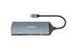 CANYON DS-15, 8 in 1 hub, with 1*HDMI,1*Gigabit Ethernet,1*USB C female:PD3.0 support max60W,1*USB C male :PD3.0 support max100W,2*USB3.1:support max 5Gbps,1*USB2.0:support max 480Mbps, 1*SD, cable 15cm, Aluminum alloy housing,133.24*48.7*15.3mm,Dark