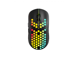 Canyon 7keys Gaming 2.4G wireless mouse, KA8 sensor, DPI up to 1600, rubber coating on panel, Huano 1million switch, 45cm PVC cable, ABS material. 400mAh battery, size: 125.8*63.7*41mm, weight: 95g, Black