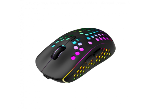 Canyon 7keys Gaming 2.4G wireless mouse, KA8 sensor, DPI up to 1600, rubber coating on panel, Huano 1million switch, 45cm PVC cable, ABS material. 400mAh battery, size: 125.8*63.7*41mm, weight: 95g, Black
