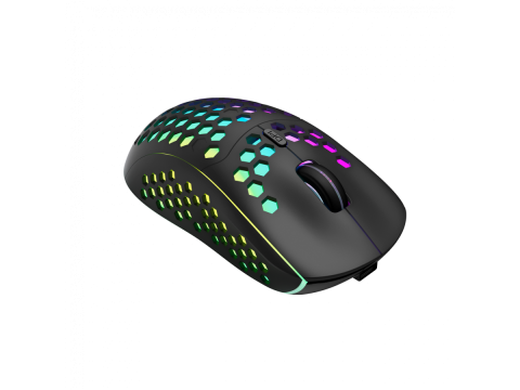 Canyon 7keys Gaming 2.4G wireless mouse, KA8 sensor, DPI up to 1600, rubber coating on panel, Huano 1million switch, 45cm PVC cable, ABS material. 400mAh battery, size: 125.8*63.7*41mm, weight: 95g, Black