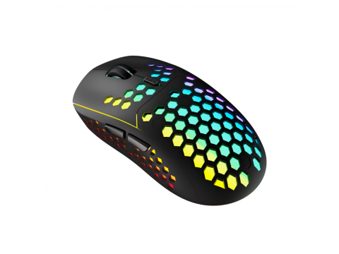 Canyon 7keys Gaming 2.4G wireless mouse, KA8 sensor, DPI up to 1600, rubber coating on panel, Huano 1million switch, 45cm PVC cable, ABS material. 400mAh battery, size: 125.8*63.7*41mm, weight: 95g, Black