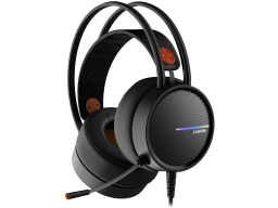 CANYON INTERCEPTOR GH-8A, Gaming headset 3.5mm jack plus USB connector for LED backlight, adjustable microphone and volume control, with 2in1 3.5mm adapter, cable 2M, Black and Orange, 0.36kg