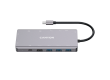 CANYON DS-12, 13 in 1 USB C hub, with 2*HDMI, 3*USB3.0: support max. 5Gbps, 1*USB2.0: support max. 480Mbps, 1*PD: support max 100W PD, 1*VGA,1* Type C data, 1*Glgabit Ethernet, 1*3.5mm audio jack, cable 15cm, Aluminum alloy housing,130*57.5*15 mm,DarK gra