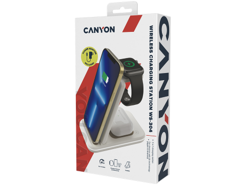 CANYON wireless charger WS-304 15W 3in1 Cosmic Latte