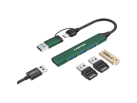 CANYON hub DS-02 4in1 USB-A/C Green