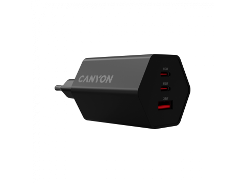 CANYON charger HEXAGON 65 GaN 65W 2xPD 1xQC EU Black