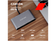 CANYON  DS-14, 8 in 1 USB C hub, with 1*HDMI: 4K*30Hz, 1*VGA, 1*Type-C PD charging port, Max 100W PD input. 3*USB3.0,transfer speed up to 5Gbps. 1*Glgabit Ethernet, 1*3.5mm audio jack, cable 15cm, Aluminum alloy housing,95*55*17.6 mm, 107g, Dark grey