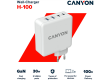 CANYON H-100, GAN 100W charger  Input:  100V-240V Output: USB-C1/C2: 5V 3A , 9V 3A , 12V 3A , 15V 3A , 20V 5A  USB-A 1/A2: 4.5V/5A, 5V/4.5A, 9V/3A, 12V/2.5A,  20V/1.5A  C1+C2 : 65W + 30W； C1+A1 : 65W + 30W ； C1+A2 : 65W + 30W ；C1+A1+A2 : 65W +