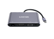 CANYON  DS-14, 8 in 1 USB C hub, with 1*HDMI: 4K*30Hz, 1*VGA, 1*Type-C PD charging port, Max 100W PD input. 3*USB3.0,transfer speed up to 5Gbps. 1*Glgabit Ethernet, 1*3.5mm audio jack, cable 15cm, Aluminum alloy housing,95*55*17.6 mm, 107g, Dark grey