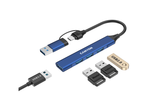 CANYON hub DS-02 4in1 USB-A/C Blue
