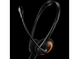 CANYON HS-01, PC headset with microphone, volume control and adjustable headband, cable length 1.8m, Black/Orange, 163*128*50mm, 0.069kg