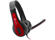 CANYON HSC-1, basic PC headset with microphone, combined 3.5mm plug, leather pads, Flat cable length 2.0m, 160*60*160mm, 0.13kg, Black-red