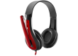 CANYON HSC-1, basic PC headset with microphone, combined 3.5mm plug, leather pads, Flat cable length 2.0m, 160*60*160mm, 0.13kg, Black-red