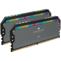 Corsair DDR5, 6000MT/s 64GB 2x32GB DIMM, Unbuffered, 40-40-40-77, Std PMIC, AMD EXPO, DOMINATOR PLATINUM RGB DDR5 Cool Grey Heatspreader, RGB LED, 1.35V