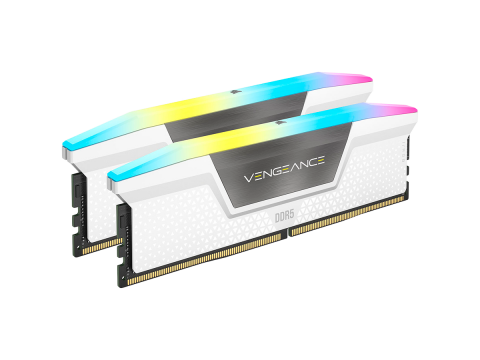 Corsair DDR5, 6000MT/s 32GB 2x16GB DIMM, Unbuffered, 36-44-44-96, Std PMIC, XMP 3.0, VENGEANCE RGB DDR5, 1.4V, white