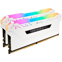 CORSAIR DDR4, 3000MHz 16GB 2x8GB Dimm, 15-17-17-35, XMP 2.0, Vengeance RGB Pro White Heatspreader, RGB LED, Black PCB, 1.35V