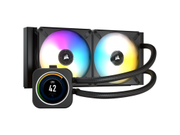 CORSAIR iCUE H100i ELITE LCD Display Liquid CPU Cooler, 240mm Radiator, Dual 120mm ML RGB PWM Fans, Intel: LGA1700/LGA1200/LGA115X/LGA20XX, AMD: AM5/AM4/sTRX4/sTR4, 5Y warranty, black