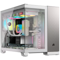 CORSAIR 2500X Micro ATX Dual Chamber PC Case - White/Satin Gray Aluminum