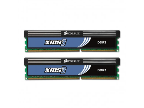 Corsair DDR3, 1600MHz 2x512Mx64non-ECC 2x240 DIMM, unbuffered, 9-9-9-24, XMS, 1.65V, matched pair