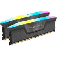 Corsair DDR5, 6000MT/s 64GB 2x32GB DIMM, Unbuffered, 40-40-40-77, Std PMIC, AMD EXPO, VENGEANCE RGB DDR5 Cool Grey Heatspreader, RGB LED, 1.35V