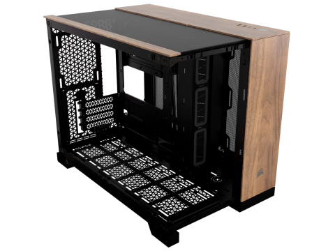 CORSAIR 2500X Micro ATX Dual Chamber PC Case - Black/Walnut Wood