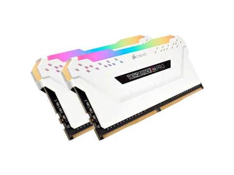 CORSAIR VENGEANCE RGB PRO 32GB (2x16GB) DDR4 3200 (PC4-25600) C16 1.35V Desktop Memory - White,  0840006620075