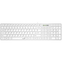 Клавиатура проводная мультимедийная Genius SlimStar 126, USB, 104 клавиши, 9 горячих кнопок, влагозащищенная, тонкие клавиши клавиши, кабель 1.5 м. Цвет: б