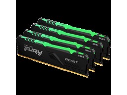 KINGSTON DRAM 64GB 3200MHz DDR4 CL16 DIMM (Kit of 4) FURY Beast RGB Black EAN: 740617319385