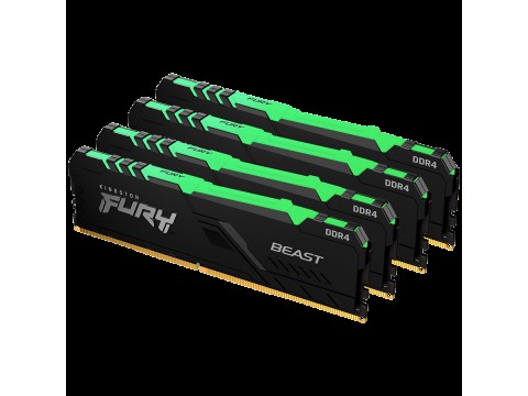 KINGSTON DRAM 64GB 3200MHz DDR4 CL16 DIMM (Kit of 4) FURY Beast RGB Black EAN: 740617319385