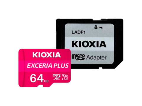 KIOXIA LMPL1M064GG2; 64GB microSD KIOXIA Exceria Plus (M303) UHS I U3 with adapter