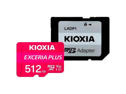 KIOXIA LMPL1M512GG2; 512GB microSD KIOXIA Exceria Plus (M303) UHS I U3 with adapter