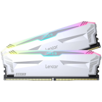 Lexar® Ares DDR5 (2X16GB) 6400 CL32 1.4V Memory with heatsink and RGB lighting,Dual pack, White Color, EAN: 843367131570