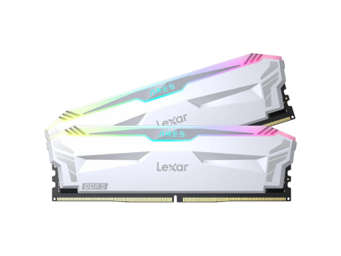 Lexar® Ares DDR5 (2X16GB) 6400 CL32 1.4V Memory with heatsink and RGB lighting,Dual pack, White Color, EAN: 843367131570