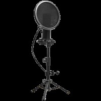 LORGAR Voicer 721, Gaming Microphone, Black, USB condenser microphone with tripod stand, pop filter, including 1 microphone, 1 Height metal tripod, 1 plastic shock mount, 1 windscreen cap, 1,2m metel type-C USB cable, 1 pop filter, 154.6x56.1mm