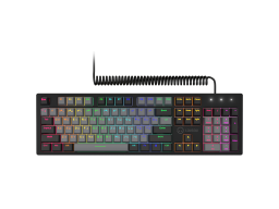 LORGAR Azar 514, Wired mechanical gaming keyboard, RGB backlight, 1680000 colour variations, 18 modes, keys number: 104, 50M clicks, linear dream switches, spring cable up to 3.4m, ABS plastic+metal, magnetic cover, 450*136*39mm, 1.17kg, black, EN+RU layo